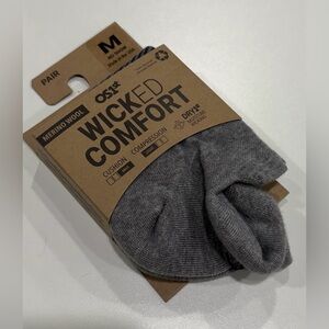 OS1st Men's Medium Merino Wool Wicked Comfort Socks No Show Grey NWT